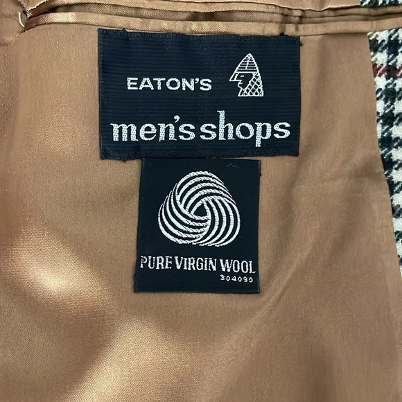 Vintage Crombie Sabelere Men’s Wool Houndstooth Coat Eaton’s Large - Picture 8 of 12